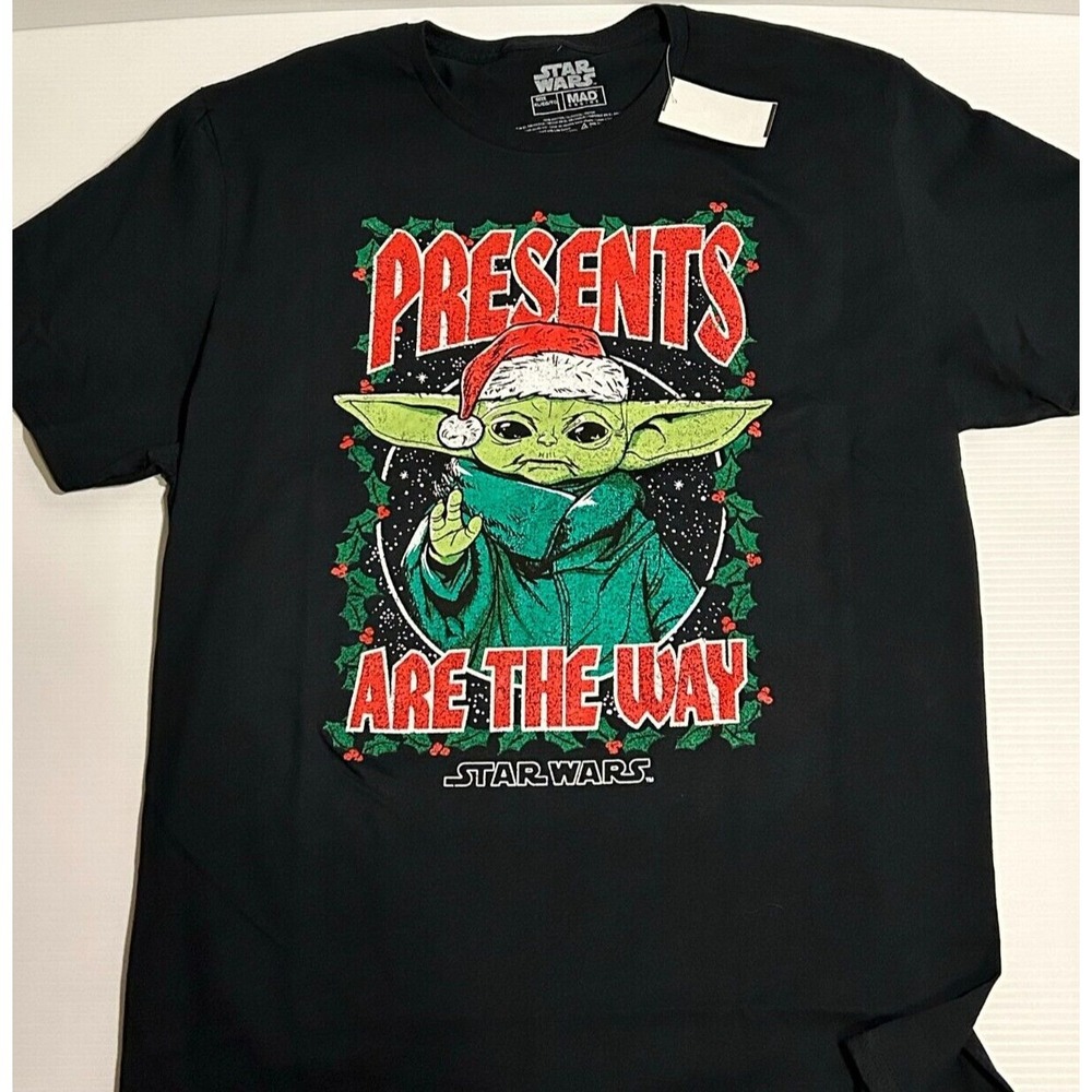 Ugly Christmas Shirt Star Wars Mandalorian Baby Yoda Presents Are The Way XL